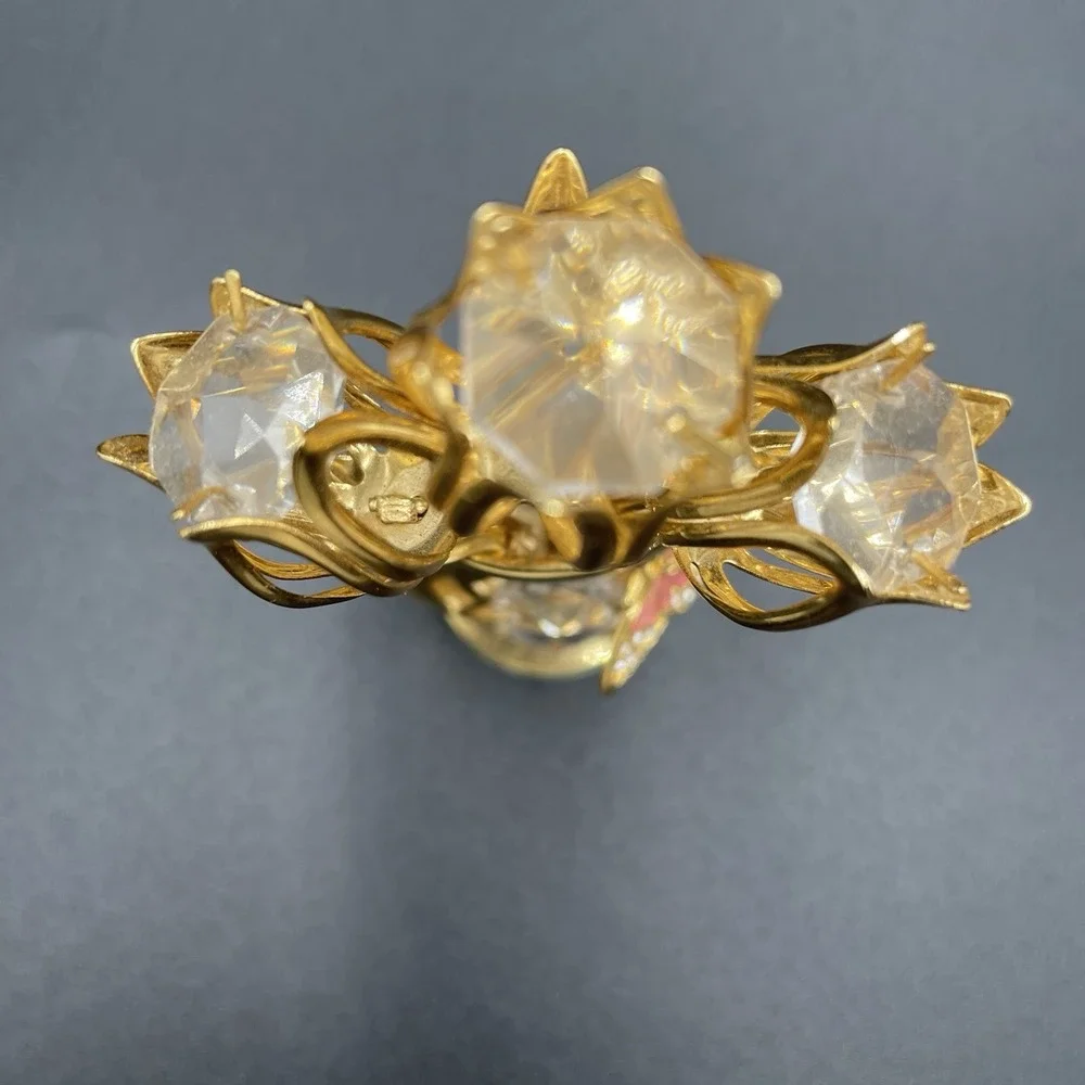 Matashi 24K Gold Plated Crystal Studded Tulip‎ Flower Bouquet Butterfly in Vase